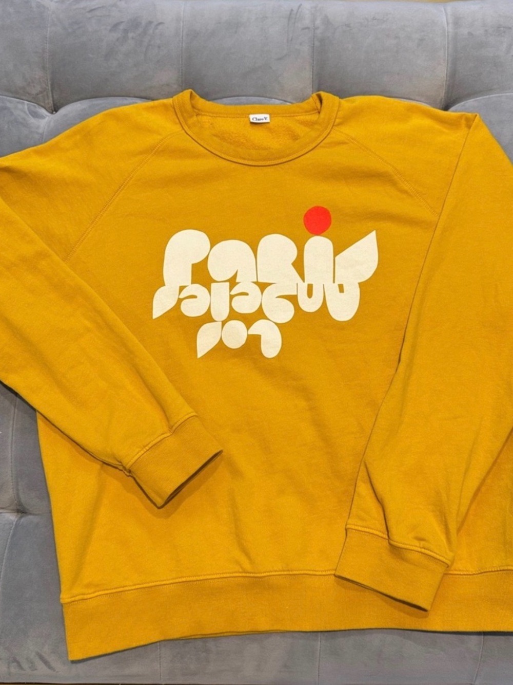 Clare V Paris Los Angeles LA Sweatshirt Long Sleeve Marigold Yellow
